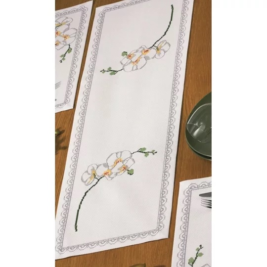 Image 1 of Permin Orchid Runner Cross Stitch Kit