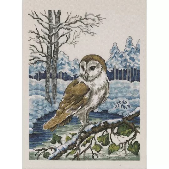 Image 1 of Permin Barn Owl - Evenweave Christmas Cross Stitch Kit
