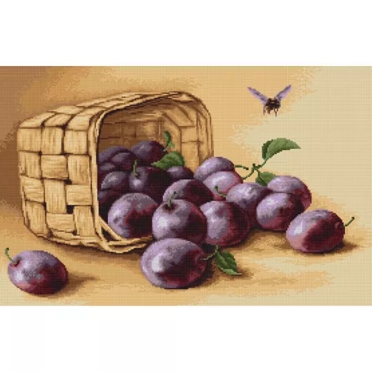 Image 1 of Luca-S Basket of Plums Cross Stitch Kit