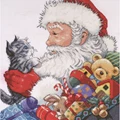 Image of Design Works Crafts Santa with Kitten Christmas Cross Stitch