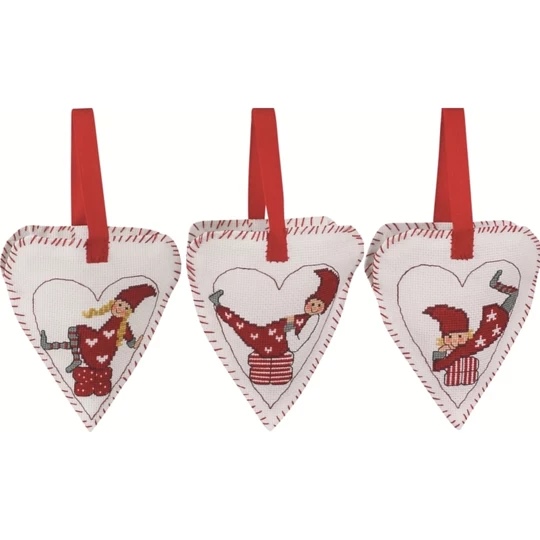 Image 1 of Permin Children and Gifts Tree Hearts Christmas Cross Stitch Kit