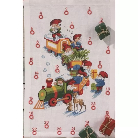 Image 1 of Permin Christmas Train Advent Cross Stitch Kit