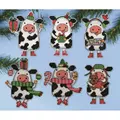 Image of Design Works Crafts Christmas Cow Ornaments Cross Stitch Kit