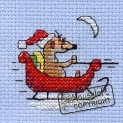 Mouseloft Meerly Helping Santa Christmas Card Making Christmas Cross Stitch Kit