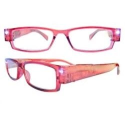 Glitzy Pink Illuminating LED Glasses 1x Magnification