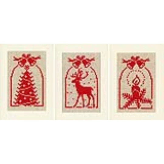 Image 1 of Vervaco Rustic Christmas Card Set Cross Stitch Kit