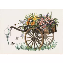 Permin Flower Cart Cross Stitch Kit
