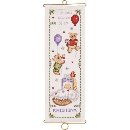 Image 1 of Permin Bears Wallhanging Girl Cross Stitch Kit