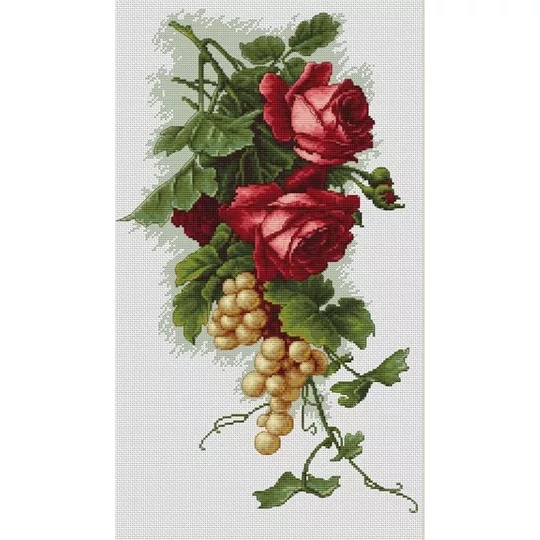 Image 1 of Luca-S Red Roses with Grapes Cross Stitch Kit