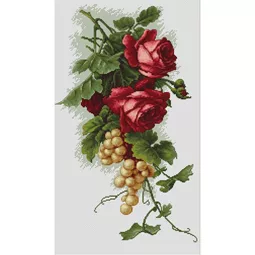 Luca-S Red Roses with Grapes Cross Stitch Kit