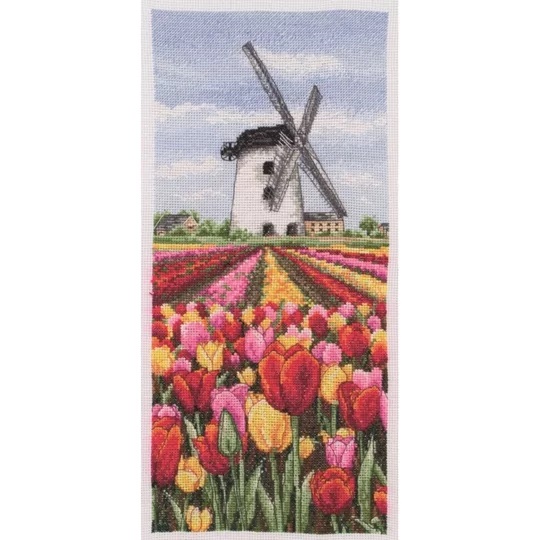 Image 1 of Anchor Dutch Tulips Landscape Cross Stitch Kit