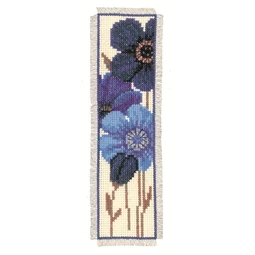 Vervaco Blue Flowers Bookmark 2 Cross Stitch Kit