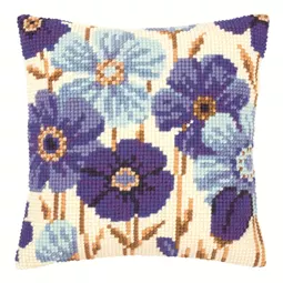 Vervaco Blue Flowers Cushion Cross Stitch Kit