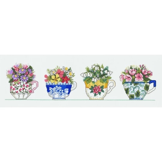 Image 1 of Janlynn Floral Teacups Cross Stitch Kit