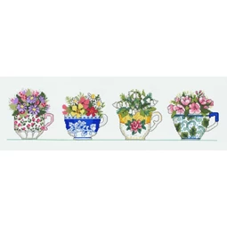 Janlynn Floral Teacups Cross Stitch Kit