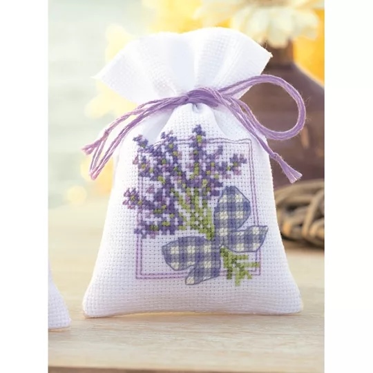 Image 1 of Vervaco Lavender Bow Bag Cross Stitch Kit