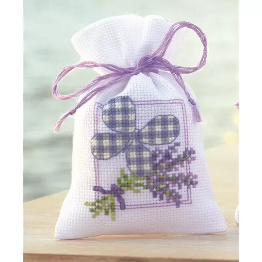 Image 1 of Vervaco Lavender Butterfly Bag Cross Stitch Kit