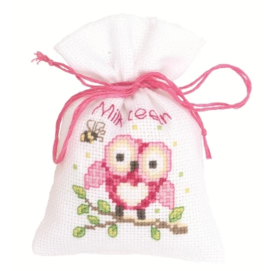 Image 1 of Vervaco Pink Owl Bag Cross Stitch Kit