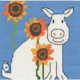 Permin Pig and Sunflowers Cross Stitch Kit
