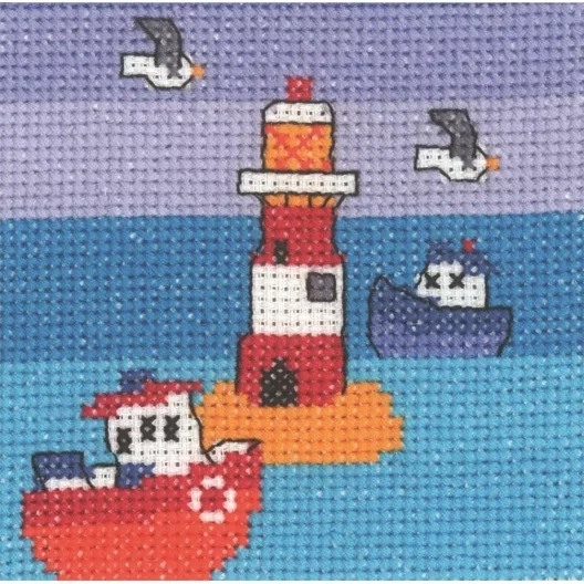 Image 1 of Permin Lighthouse and Boats Cross Stitch Kit