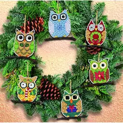 Janlynn Owl Ornaments Christmas Cross Stitch Kit