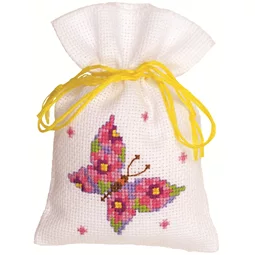 Vervaco Pink Butterfly Bag Cross Stitch Kit