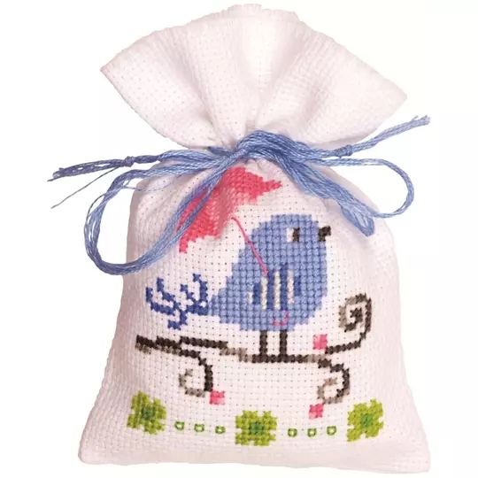 Image 1 of Vervaco Blue Bird Bag Cross Stitch Kit