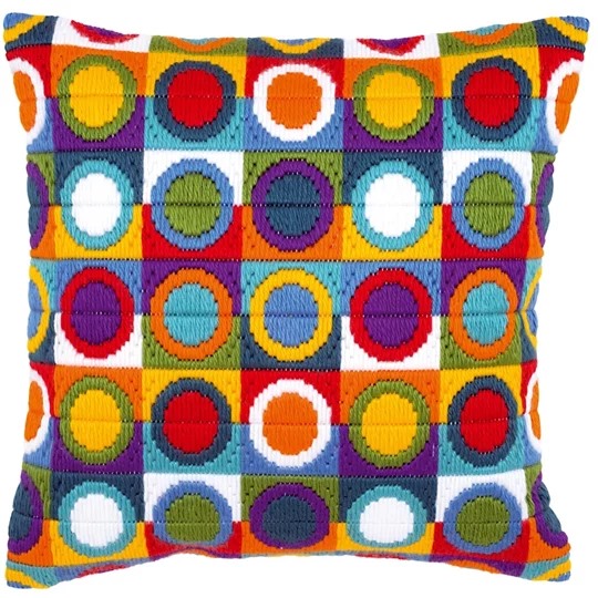 Image 1 of Vervaco Colourful Circles Cushion Long Stitch Kit