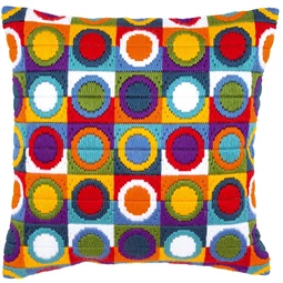 Vervaco Colourful Circles Cushion Long Stitch Kit