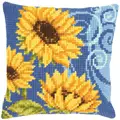 Image of Vervaco Sunflowers on Blue Cushion Cross Stitch Kit