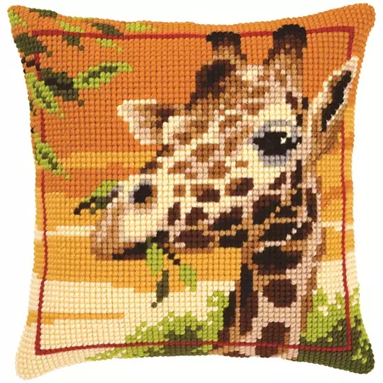 Image 1 of Vervaco Giraffe Cushion Cross Stitch Kit