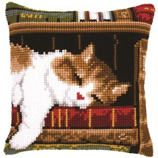 Image 1 of Vervaco Sleeping Cat Cushion Cross Stitch Kit