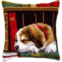 Vervaco Sleeping Dog Cushion Cross Stitch Kit