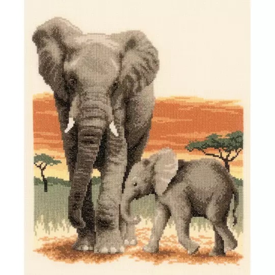 Image 1 of Vervaco Elephant's Journey - Aida Cross Stitch Kit