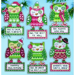 Design Works Crafts Happy Owlidays Ornaments Christmas Cross Stitch Kit