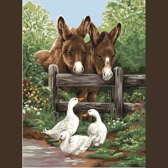 Image 1 of Royal Paris Donkeys and Geese Tapestry Canvas