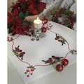 Image of Anchor Bullfinch and Decorations Tablecloth Christmas Cross Stitch Kit