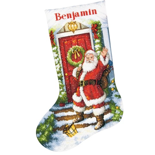 Image 1 of Dimensions Welcome Santa Stocking Christmas Cross Stitch Kit
