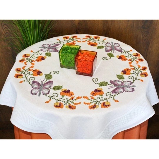 Image 1 of Deco-Line Butterfly Tablecloth Cross Stitch Kit