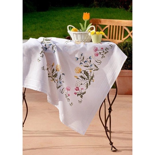Image 1 of Deco-Line Spring Flower Tablecloth Cross Stitch Kit