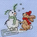 Image of Mouseloft Snowbunny Christmas Card Making Christmas Cross Stitch Kit