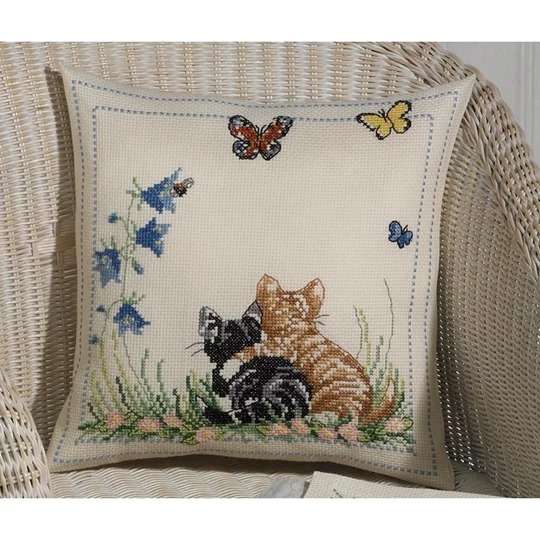 Image 1 of Permin Kittens Cushion Cross Stitch