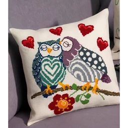 Permin Love Owls Cushion Cross Stitch Kit