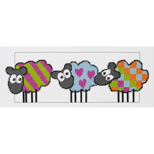 Image 1 of Permin Patchwork Sheep Cross Stitch Kit