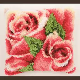 Vervaco Pink Roses Latch Hook Cushion Kit