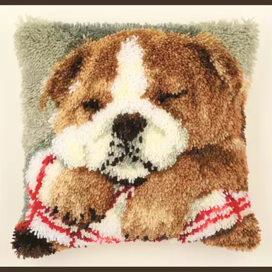 Image 1 of Vervaco Sleeping Bulldog Latch Hook Cushion Kit