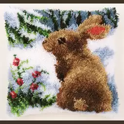 Vervaco Snow Rabbit Latch Hook Christmas Cushion Kit
