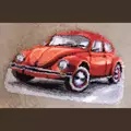 Image of Vervaco Red VW Beetle Rug Latch Hook Rug Kit