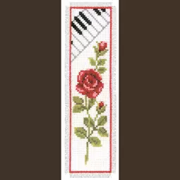 Vervaco Pink Rose Music Bookmark Cross Stitch Kit