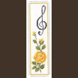 Vervaco Yellow Rose Music Bookmark Cross Stitch Kit